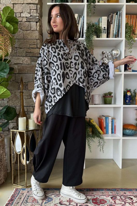 Toka Wraparoo Top Leopard Grey